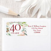 Étiquette Adresse du 40e anniversaire de mariage Rubis Roses (En situation)