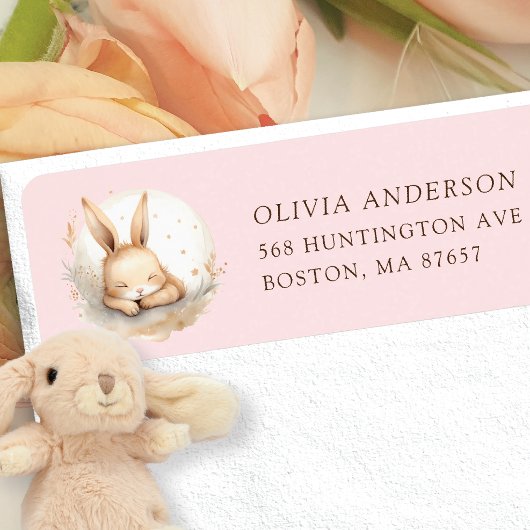 Étiquette Adresse du Baby shower de filles de lapin de sciag