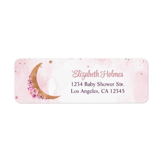 Étiquette Adresse du Baby shower Golden Floral Moon (Devant)