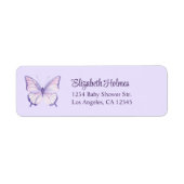 Étiquette Adresse du Baby shower papillon pourpre (Devant)