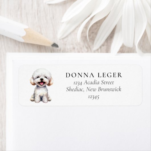Étiquette Adresse du chien de Bichon Frise (En situation)