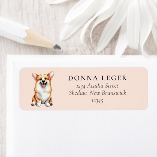 Étiquette Adresse du chien de Corgi (En situation)