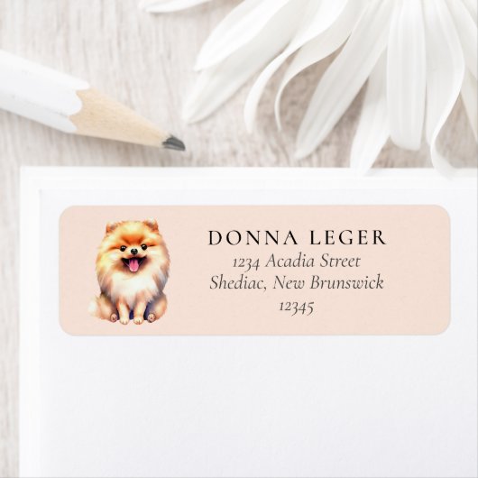 Étiquette Adresse du chien de Poméranie (En situation)