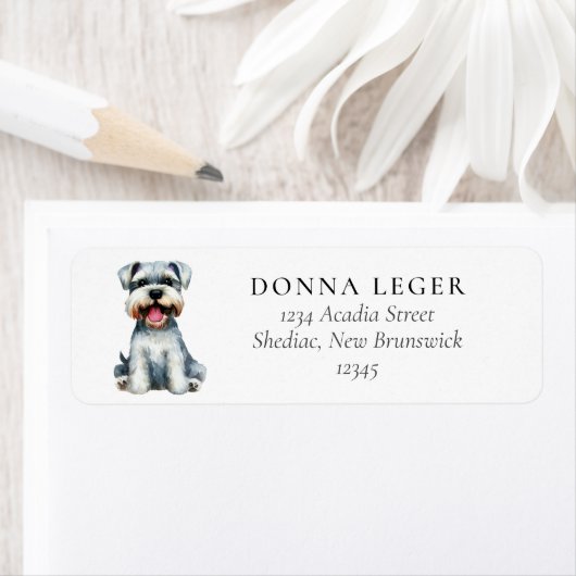 Étiquette Adresse du chien Schnauzer (En situation)