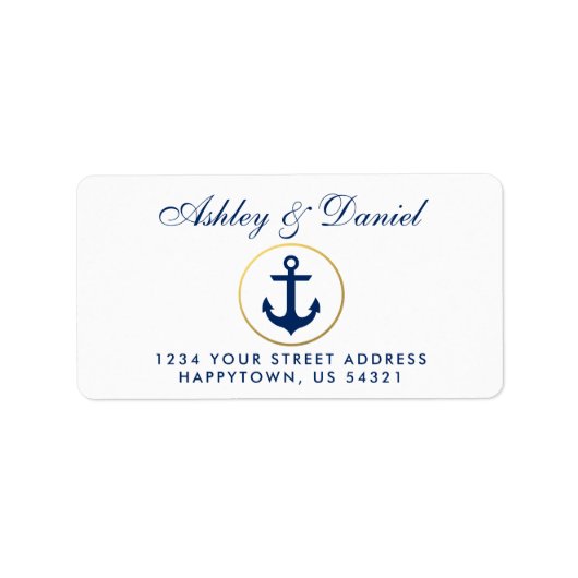 Étiquette Adresse du Mariage Ancre bleu marine (Devant)