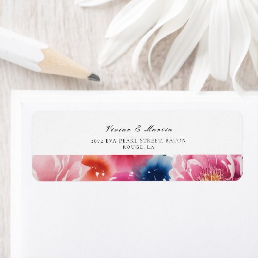 Étiquette Adresse du Mariage Bright Bloom (En situation)