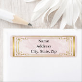 Étiquette Adresse du Mariage de marbre rose du cadre géométr (En situation)