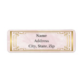 Étiquette Adresse du Mariage de marbre rose du cadre géométr (Devant)