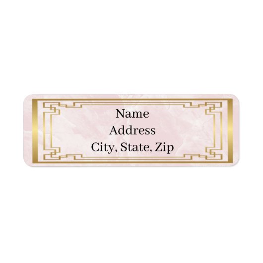 Étiquette Adresse du Mariage de marbre rose du cadre géométr (Devant)