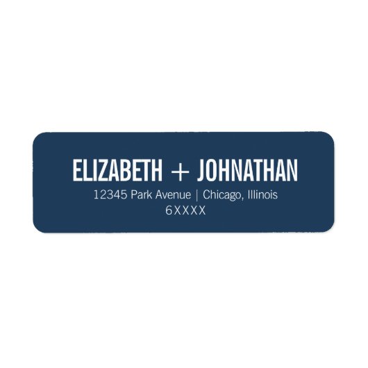 Étiquette Adresse du Mariage de typographie de marine simple (Devant)