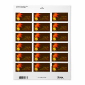 Étiquette Adresse du Mariage Gold & Red Maple (Feuille entière)