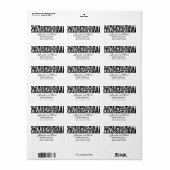 Étiquette Adresse du Mariage Zebra noir et blanc (Feuille entière)