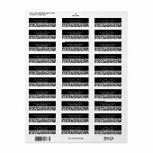 Étiquette Adresse du Mariage Zebra noir et blanc (Feuille entière)