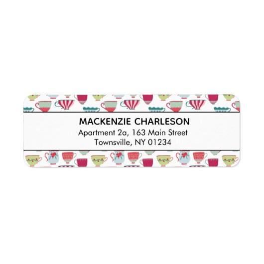 Étiquette Adresse du Motif de la Coupe de Thé Cute (Devant)