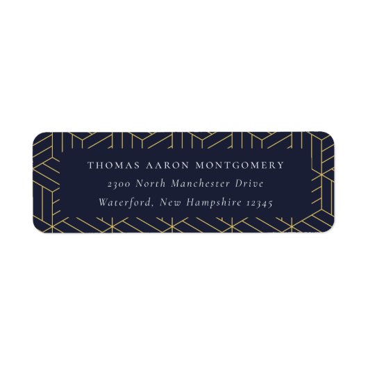 Étiquette Adresse du Motif géométrique bleu marine (Devant)