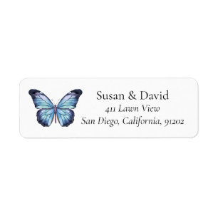 Étiquette Adresse du papillon bleu clair