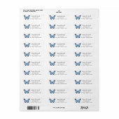 Étiquette Adresse du papillon bleu clair (Feuille entière)