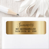 Étiquette Adresse du script métal brossé en or jaune (En situation)