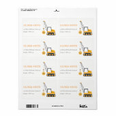 Étiquette Adresse du véhicule de la grue de construction jau (Feuille entière)
