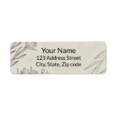 Étiquette Adresse e-mail simple beige avec contour floral (Devant)