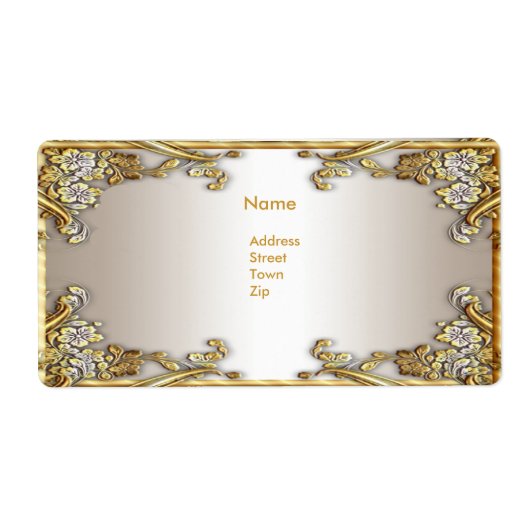Étiquette Adresse Élégant Crème Or (Devant)