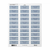 Étiquette Adresse en bande blanc et bleu chic (Feuille entière)