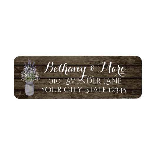 Étiquette Adresse en bois de lavande et de grange (Devant)