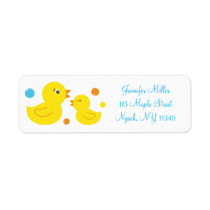 Étiquette Adresse en caoutchouc de baby shower de canard