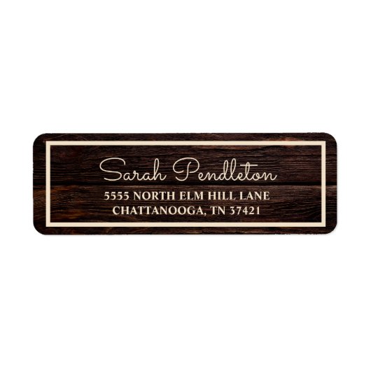 Étiquette Adresse en crème de bois rustique (Devant)