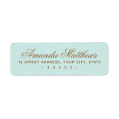 Étiquette Adresse en écriture calligraphique bleu aqua chic (Devant)