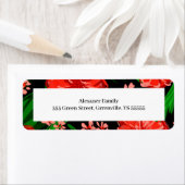 Étiquette Adresse encadrée de frontière florale brillante (En situation)