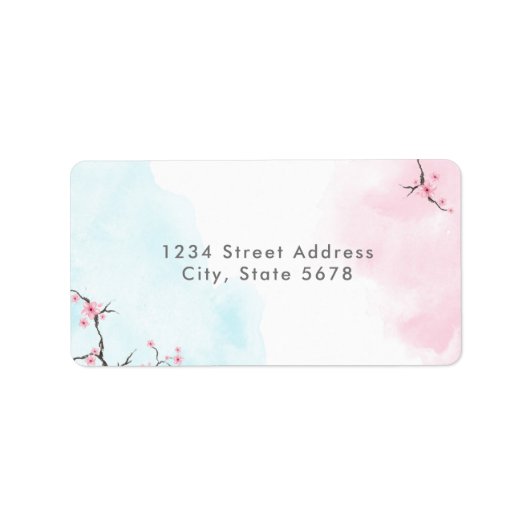 Étiquette Adresse expéditeur | Fleurs de cerisiers d'aquarel (Devant)