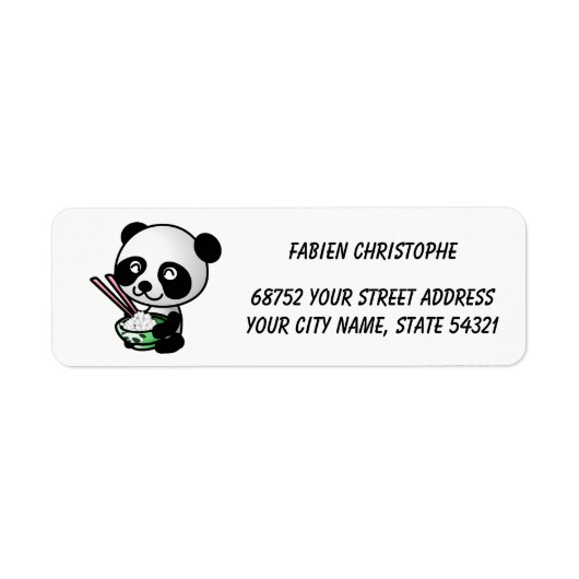 Étiquette Adresse expéditeur. Panda. (Devant)