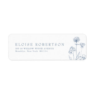 Étiquette Adresse Fleur sauvage minimaliste simple