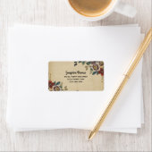 Étiquette Adresse Fleur Vintage (En situation)