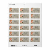 Étiquette Adresse Fleurie de Pivoine Terracotta Grise d'Auto (Feuille entière)