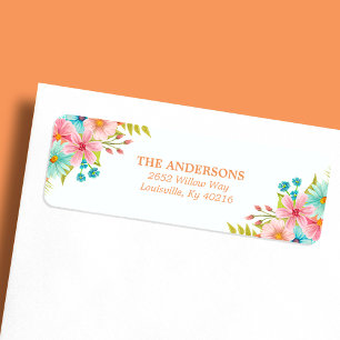 Étiquette Adresse Fleurs de Floral Aquarelle Rustique d'Auto