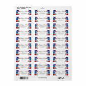 Étiquette Adresse Fleurs d'été rouges et bleues (Feuille entière)