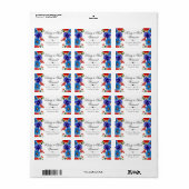 Étiquette Adresse Fleurs d'été rouges et bleues (Feuille entière)
