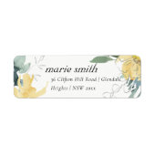 ÉTIQUETTE ADRESSE FLORALE CHIC PROPRE JAUNE VERTE D'EAU (Devant)