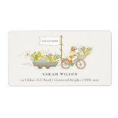 Étiquette Adresse florale de Golden Retriever cultivée local (Devant)