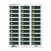 ÉTIQUETTE ADRESSE FLORALE GLAMOREUSE OR SOMBRE VERT LOTUS (Feuille entière)