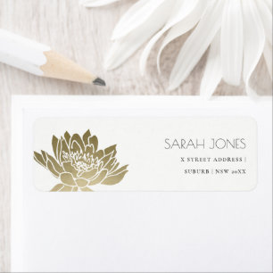 ÉTIQUETTE ADRESSE FLORALE GLAMOREUSE PALE OR BLANC LOTUS LOT