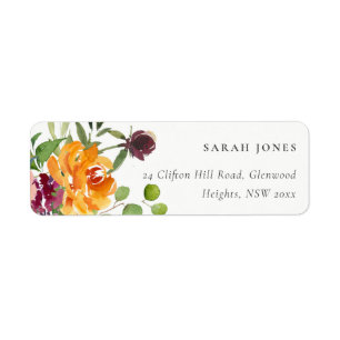 ÉTIQUETTE ADRESSE FLORALE JAUNE BLANC BLANC CLAIR
