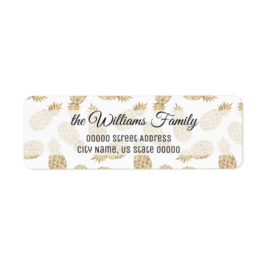 Étiquette Adresse Gold Pineapple Personalized Return (Devant)