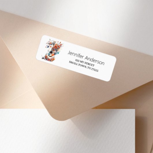 Étiquette Adresse Guitare Blanche Florale Boho