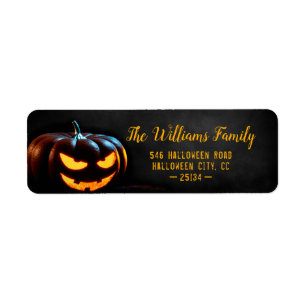 Étiquette Adresse heureuse de Halloween de citrouille gâté