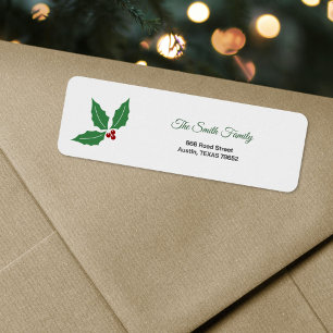 Étiquette Adresse Houx de Noël