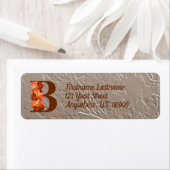 Étiquette Adresse initiale B de monogramme de rose orange (En situation)