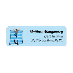 Étiquette Adresse M du Monogramme d'orignal bleu de l'enfant